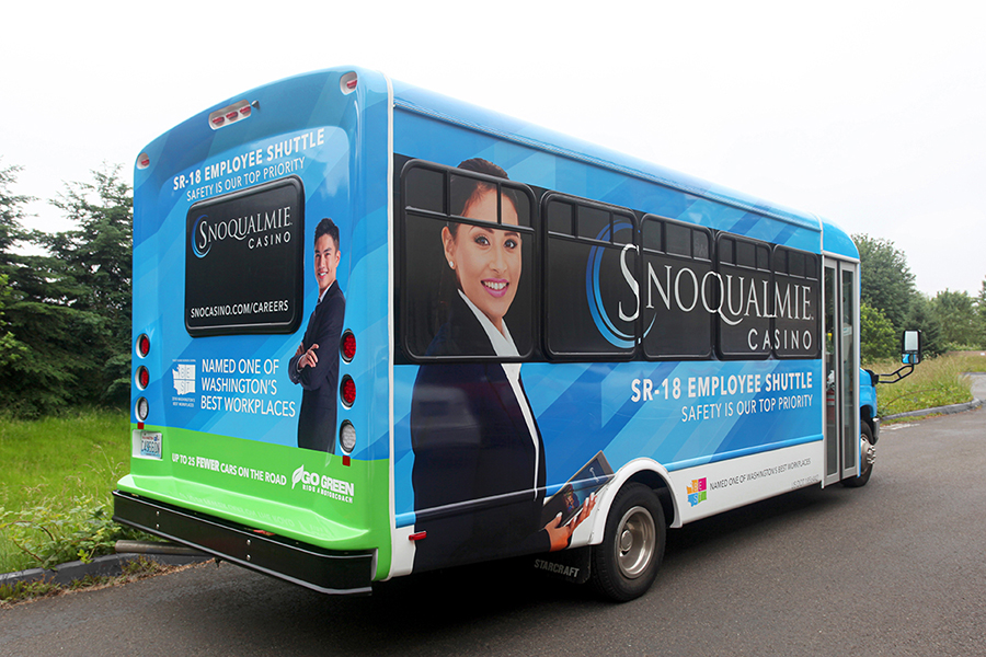 Shuttle Bus Vehicle Wrap for Snoqualmie Cassino - Back